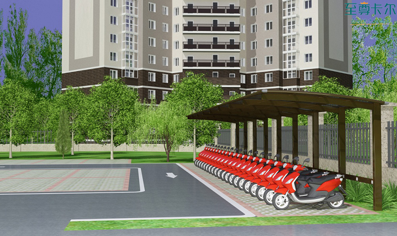 鋁合金自行車車棚設（shè）計圖？自（zì）行車棚圖片？